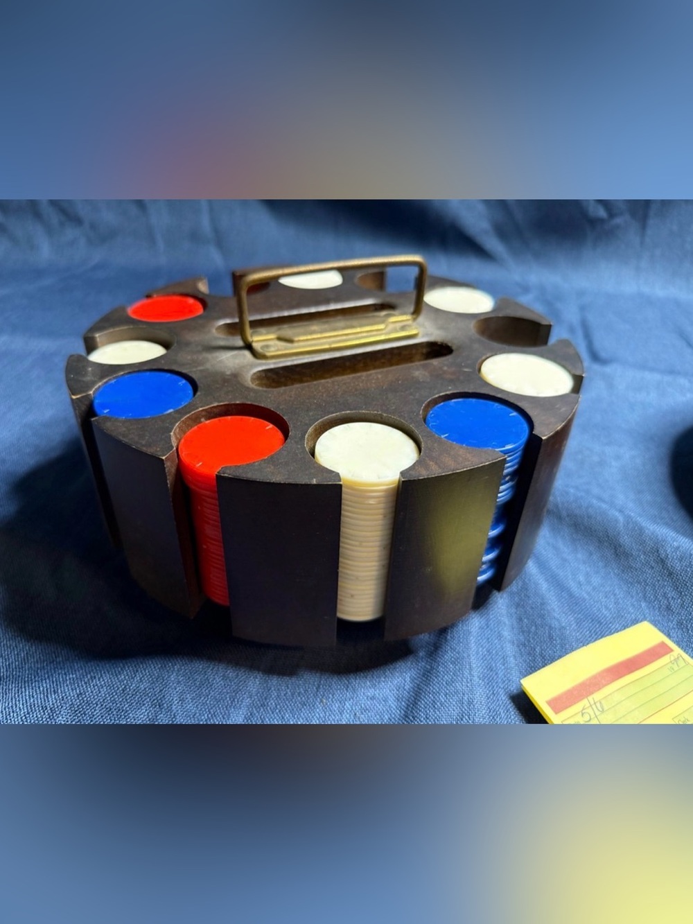 Vintage Poker Chip Carousel With Easy Transport Handle